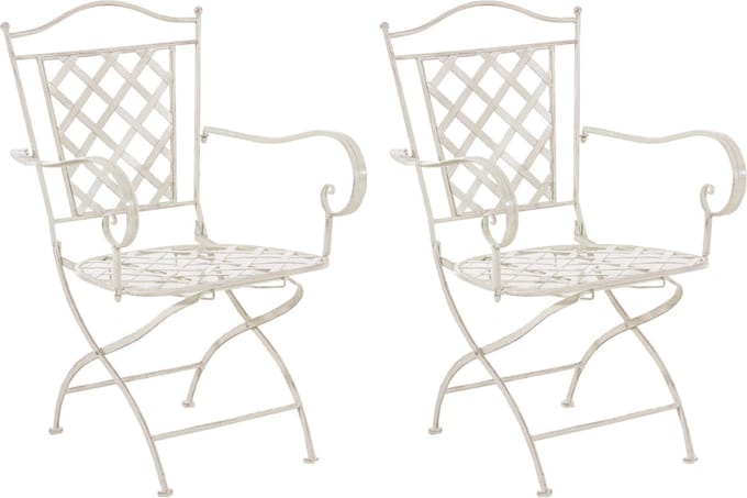 CLP Adara Set van 2 tuinstoelen - Metaal - antiek/creme