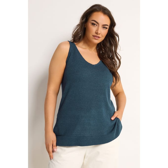 Yours Marineblauwe Gebreide Top Size 54-56