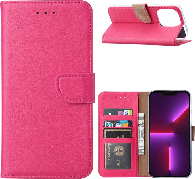 Hoesje Geschikt voor iPhone 14 Plus portemonnee Bookcase – Roze