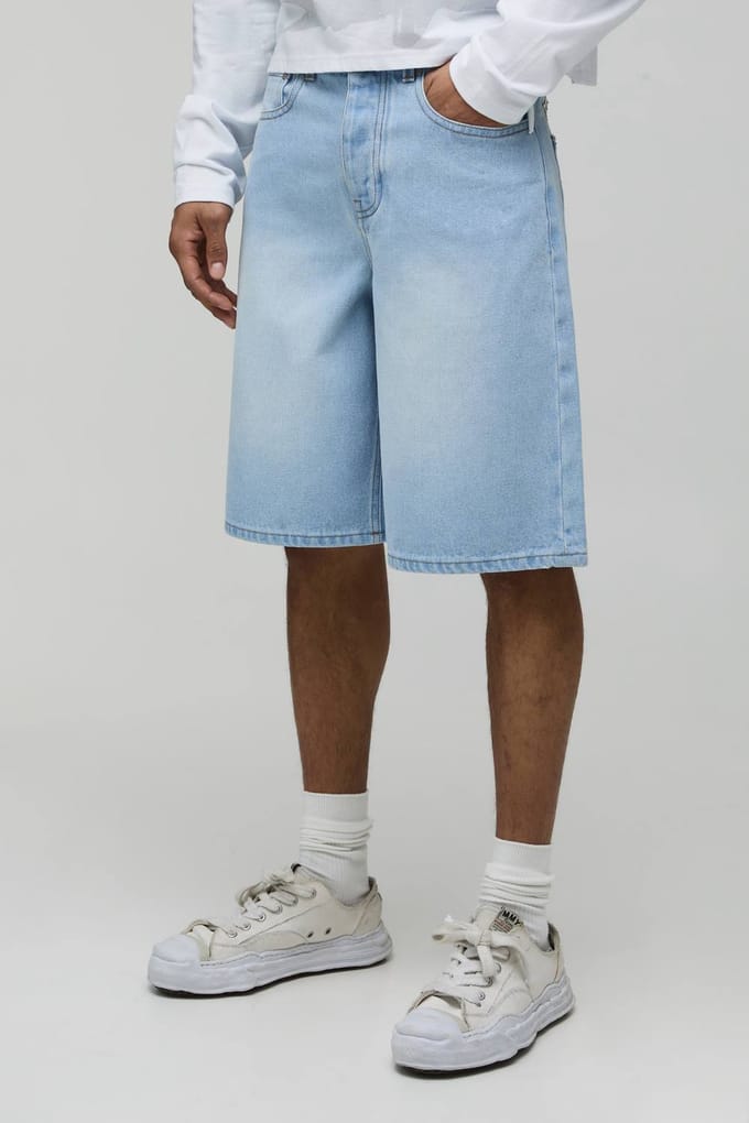 Gewone Denim Shorts Met Kruis Applicatie En Strass | Blue | Size 34