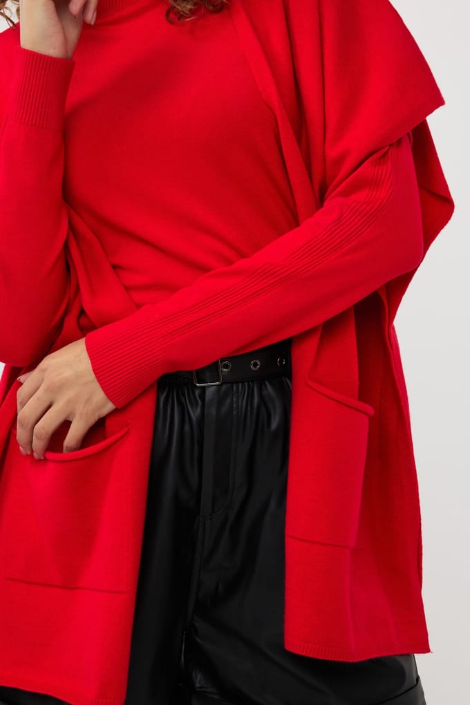 EsQualo Poncho Red Größe: XS/S | Ponchos Outlet | Damen | Rot