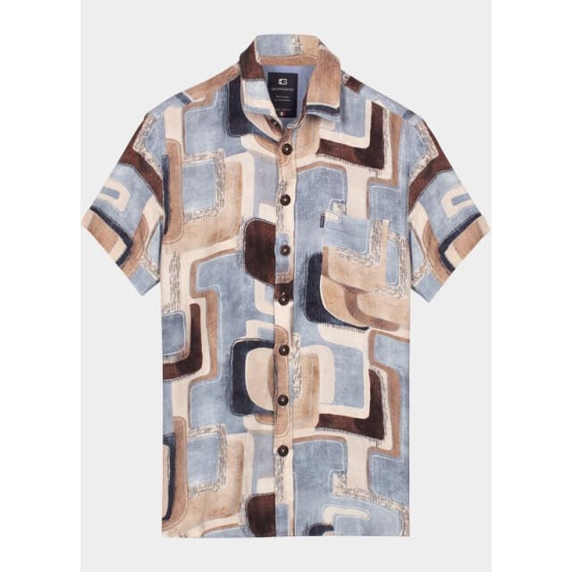 Giordano – Vivaro – Heren – Korte mouwen – Print - Overhemd – Navy – 616880-60