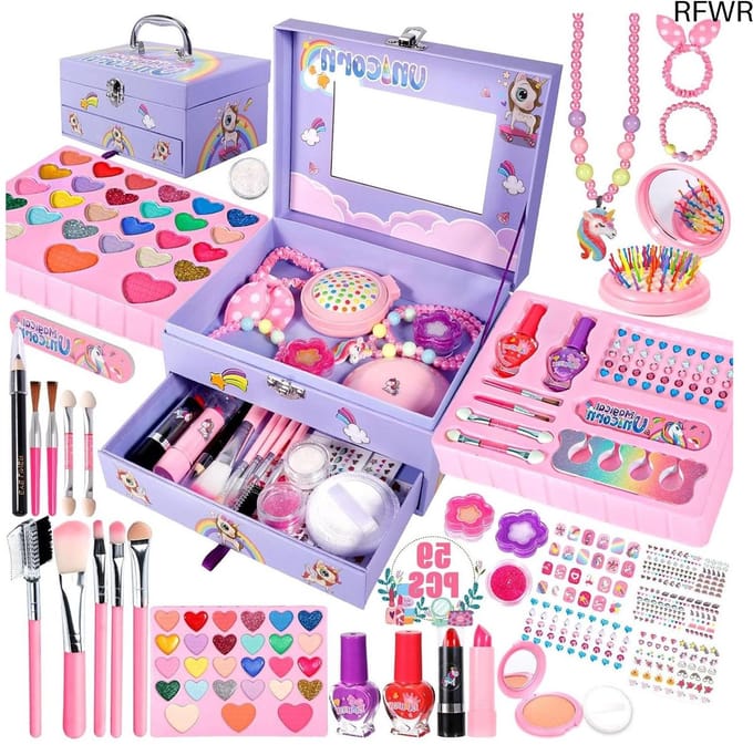 RFWR® Kinder make-up set meisjes - 59-delige wasbare make-upset met accessoires