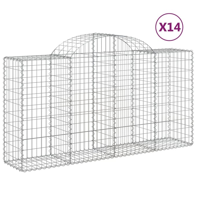 vidaXL - Schanskorven - 14 - st - gewelfd - 200x50x100/120 - cm - ijzer