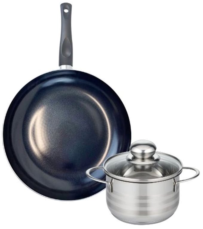 Set van 1 Koekenpan 20 cm en 1 braadpan 12 cm Elo Prima Glanzend