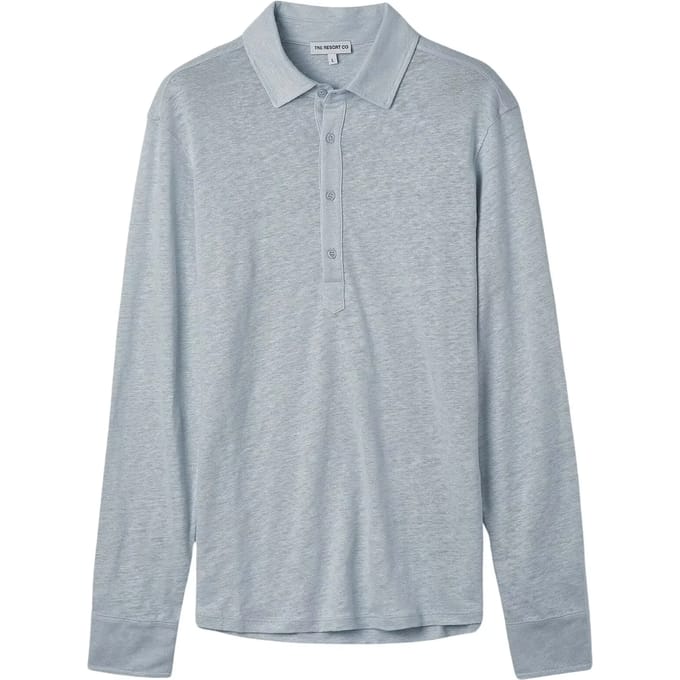 Poloshirt met lange mouwen in linnen jersey The Resort Co Popover