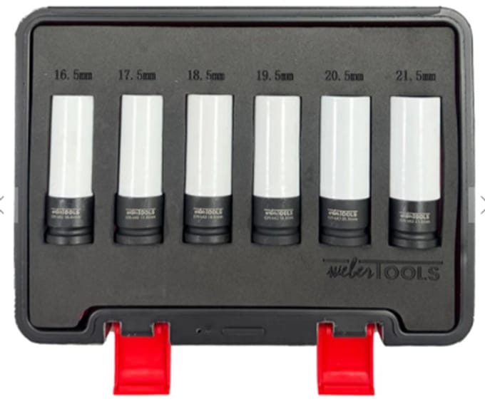 Speciale 1/2" Krachtdoppenset voor Aluminium Velgen 6-delig