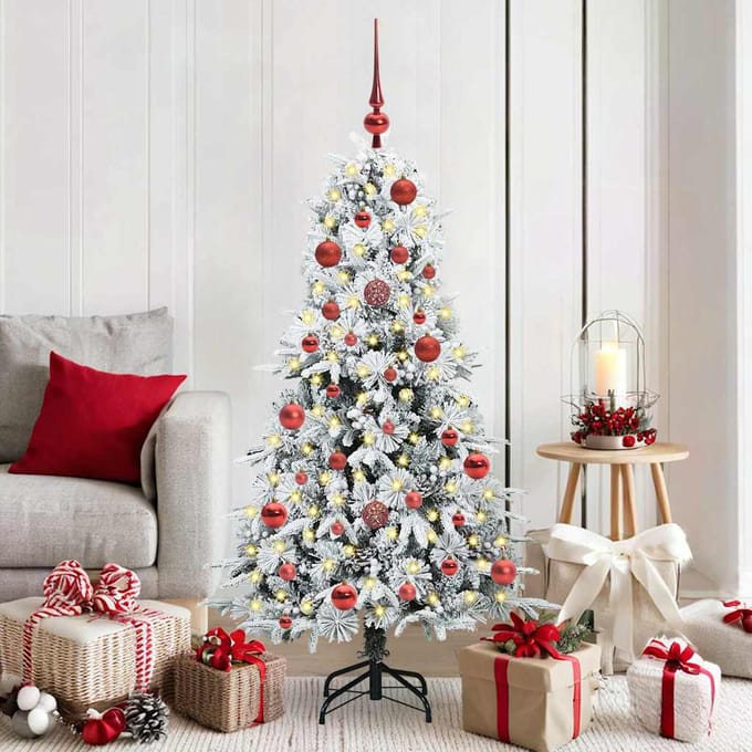 vidaXL - Kunstmatige - Hinged - Kerstboom - met - 150 - LED - Wit - 150 - cm - PE - en - PVC