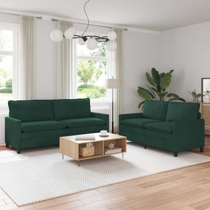vidaXL - Bankstel - 2 - st - Donkergroen - Fluweel
