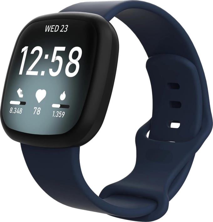 KELERINO. Siliconen bandje geschikt voor Fitbit Versa 3 / Sense - Blauw - Small