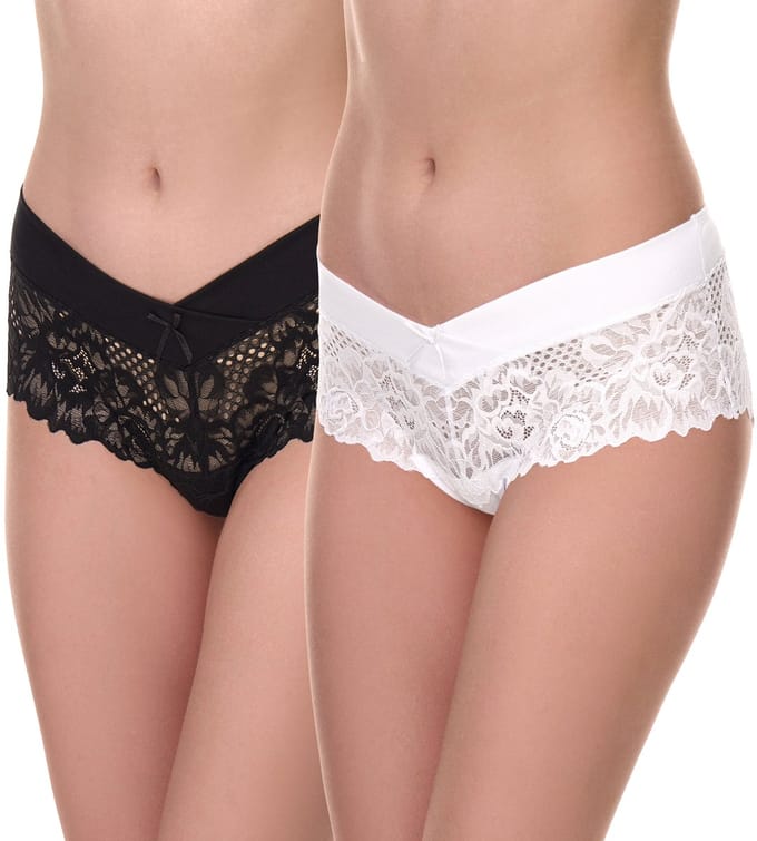 Merry Style Dames Short Onderbroek - Katoen - Regular Taille - 2-Pack - MS-GAB-155-Shorts-2P - (2Pack) Zwart/Wit - S