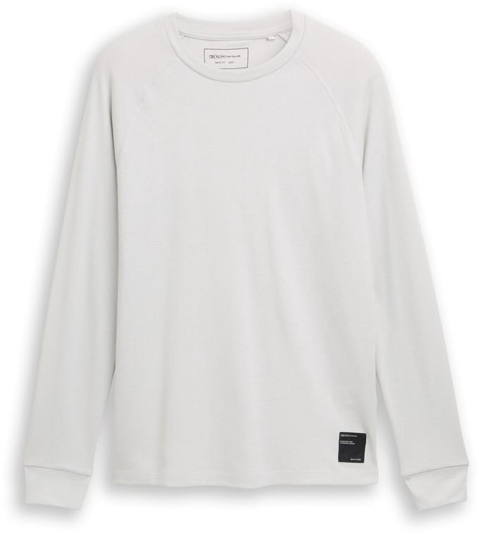 Tom Tailor Denim - Shirt met lange mouwen en wafelstructuur - Maat S - Chalk Grey