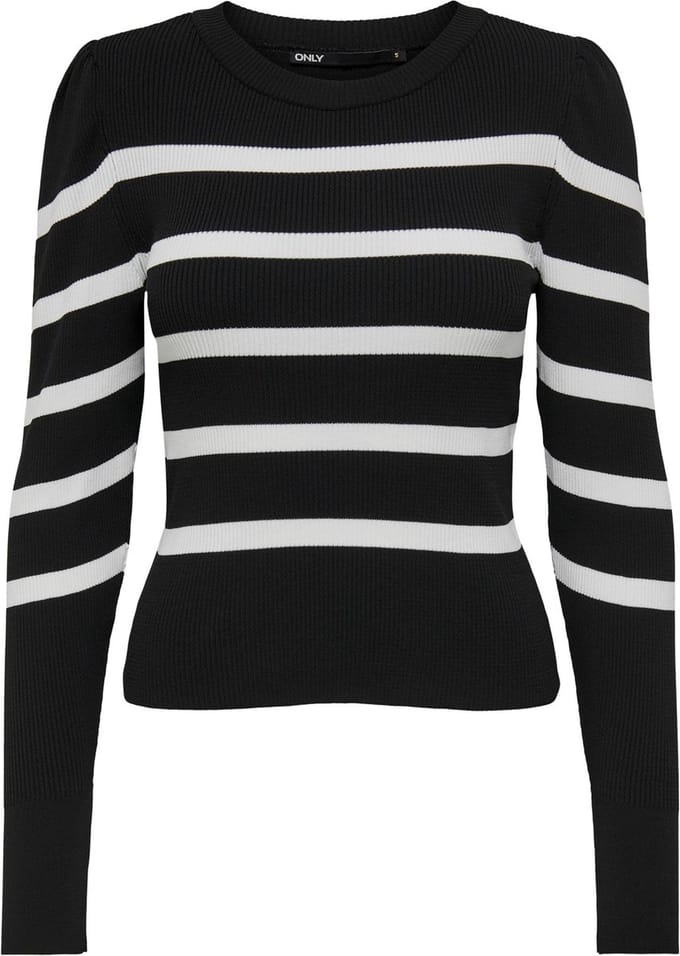 Only Trui Onlsally L/s Puff Pullover Knt Noos 15251029 Black/w. Cloud D Dames Maat - XS