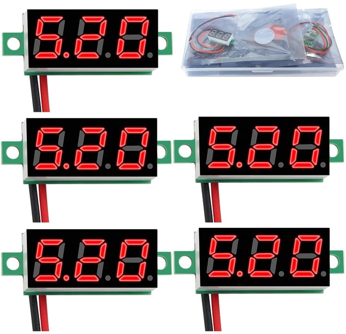 Mini Digitale Voltmeter 5 Stuks - 0.28 Inch, 2.4 V-30 V met Omgekeerde Polariteit Bescherming