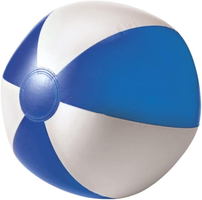 Impression Strandbal - opblaasbaar - zwembad speelgoed - blauw/wit - D26 cm