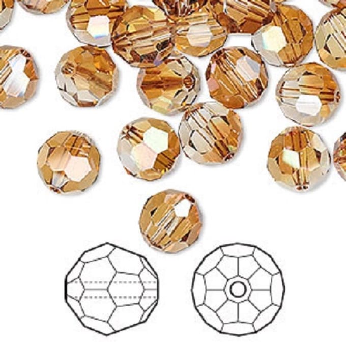 Swarovski Elements, 18 stuks Swarovski ronde kralen, 8mm, copper, (5000)