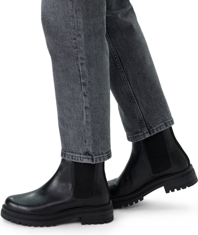 Manfield - Dames - Zwarte leren chelsea boots - Maat 41
