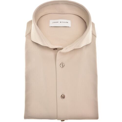 John Miller Overhemd Plain Color Hyperstretch Cutaway Collar Licht Bruin / male