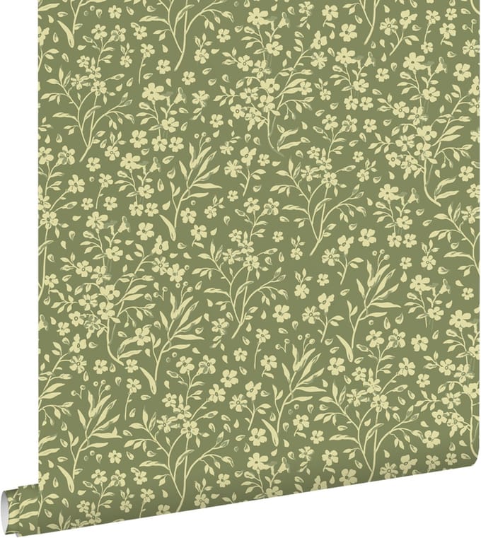 ESTAhome behang bloemetjes groen - 50 x 900 cm - 131210