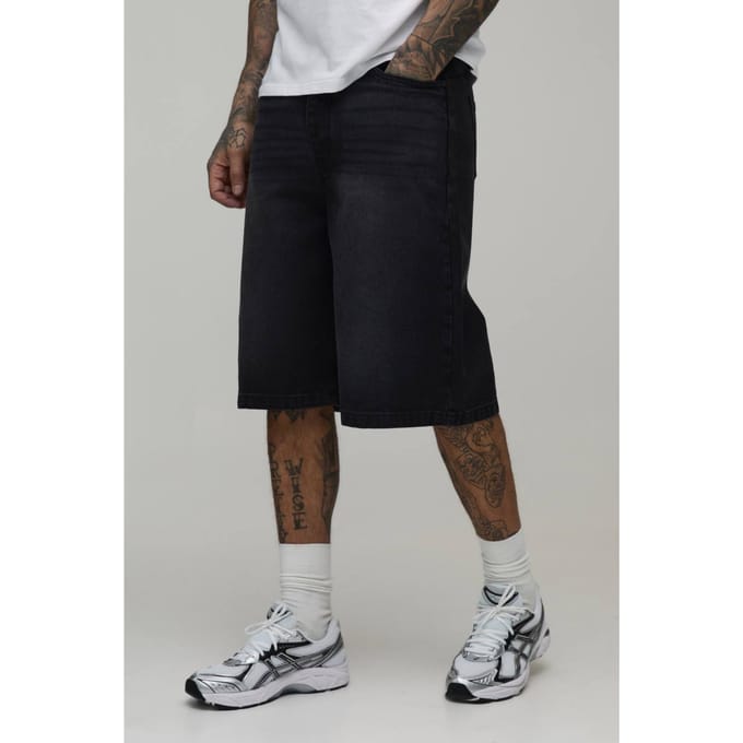 Tall Essential Relaxed Fit Denim Jorts | Washed Black | Size 56