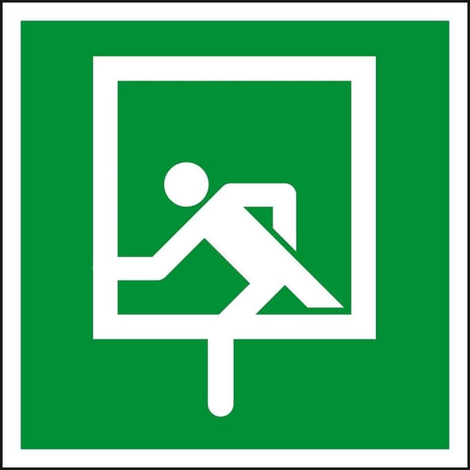 Noodraam sticker - ISO 7010 - E016C 100 x 100 mm