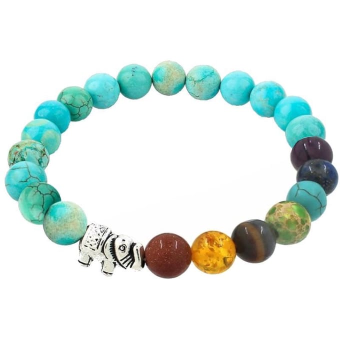 Fako Bijoux® - Buddha Armband - Chakra Reiki - Olifant - Turquoise