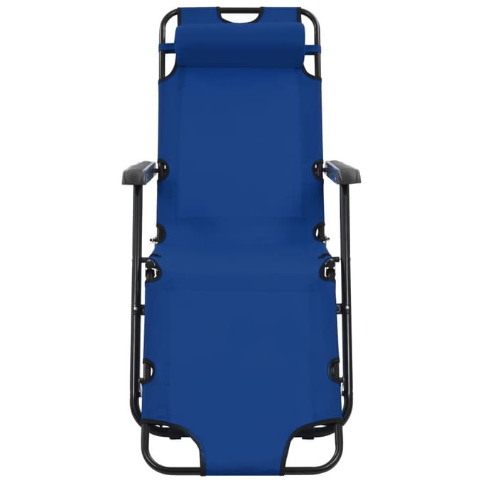 vidaXL - Ligbedden - inklapbaar - 2 - st - met - voetensteun - staal - blauw