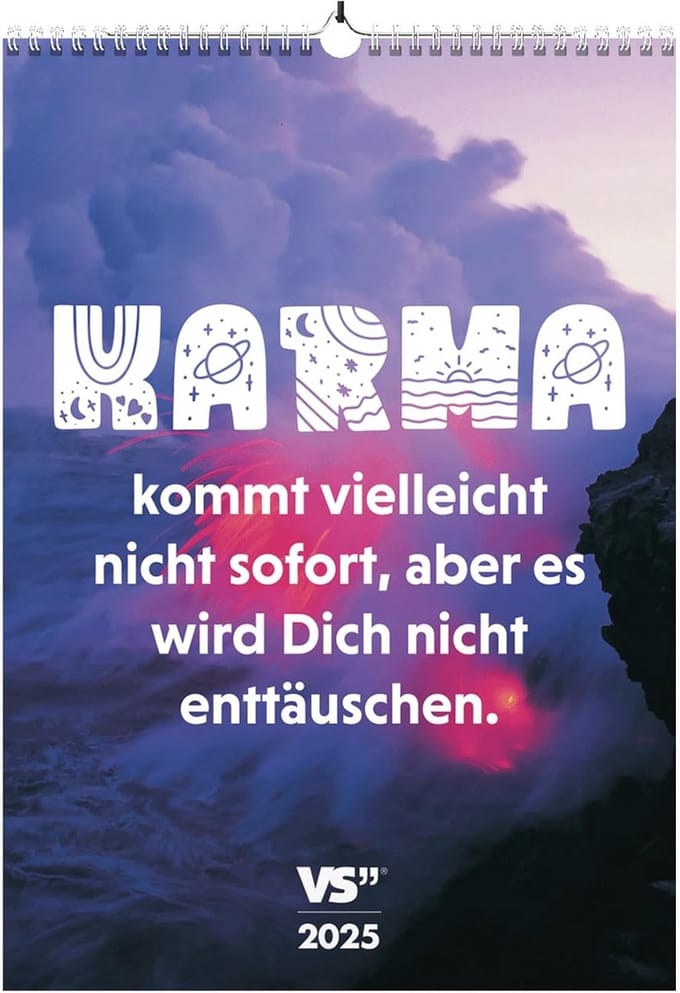 Karma Wandkalender 2025 met Ironic en Grappige Spreuken - Maandelijkse Kalender A3