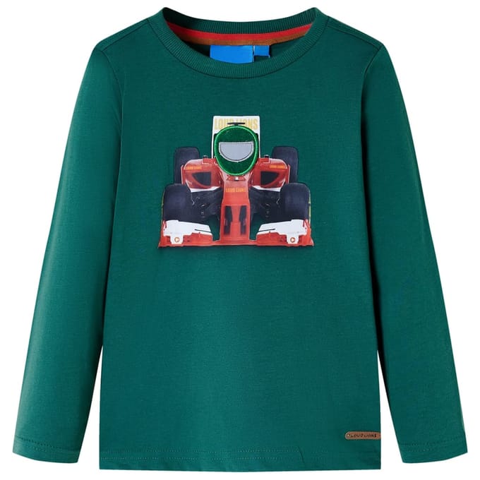 vidaXL - Kindershirt - met - lange - mouwen - 128 - groen