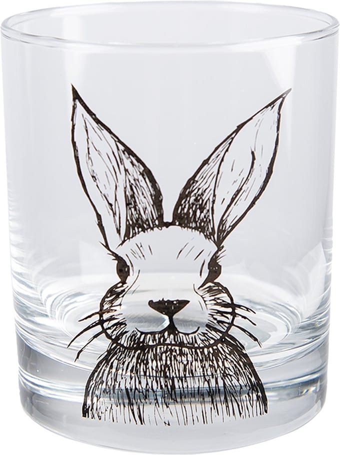 Clayre & Eef Waterglas 300 ml Transparant Glas Konijn