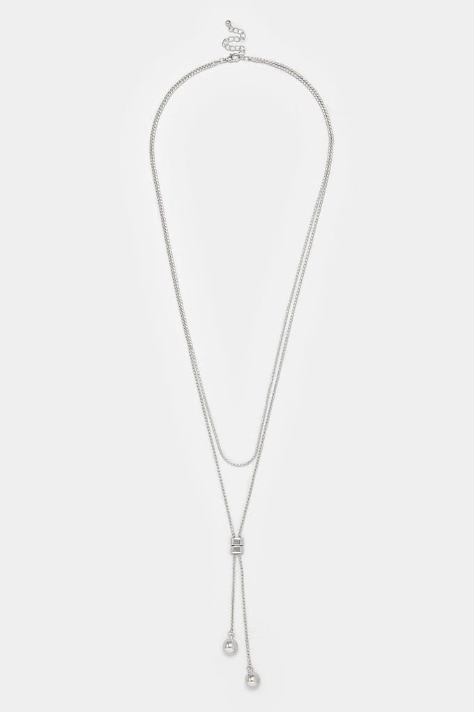 Yours Zilverkleurige Dubbellaagse Lange Kettingsize One Size