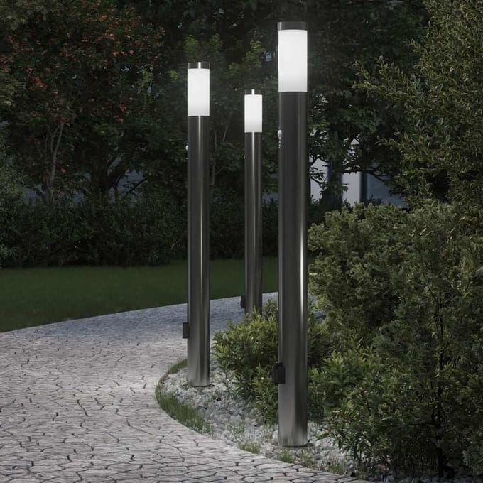 vidaXL Bolderverlichting met sensor en stopcontact 3 stuks 110 cm