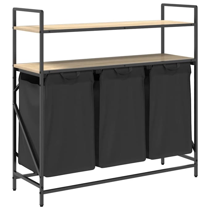 vidaXL - Wasmand - 3 - vakken - met - planken - sonoma - eikenkleurig