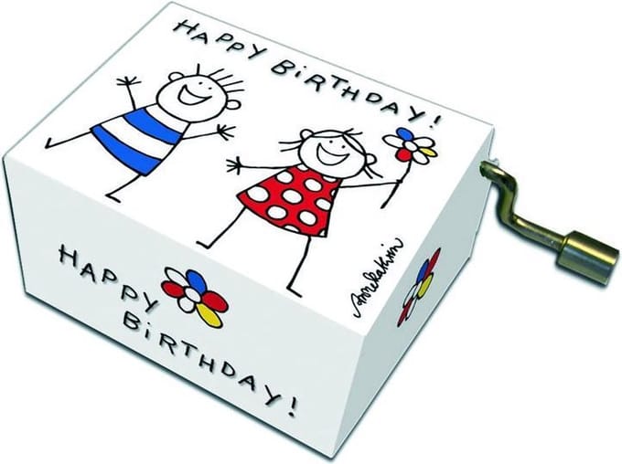 Fridolin Muziekdoosje: '' happy birthday'' jongen en meisje