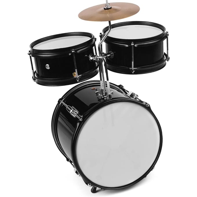 Kinderen Kinderen Junior Beginners 3-delige Drumstel Drums Kit Percussie Muziekinstrument met Bekken zwart