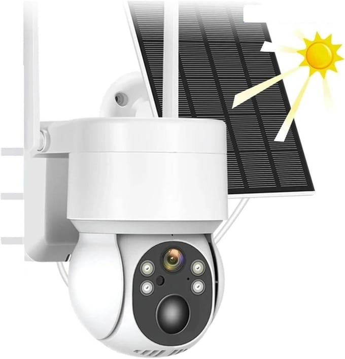 Beveiligingscamera Buiten - Wifi Camera - Huis Bewaken - Zonne-energie Opladen - 4 MP Full HD - Wit