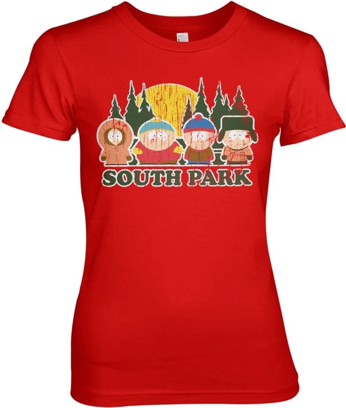 South Park Distressed Girly T-shirt voor dames, rood