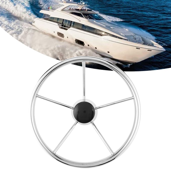 13?12 Inch 5?Spaken Vaartuig Boot Stuurwiel Roestvrij Staal Spiegelpolijsten Accessoire white