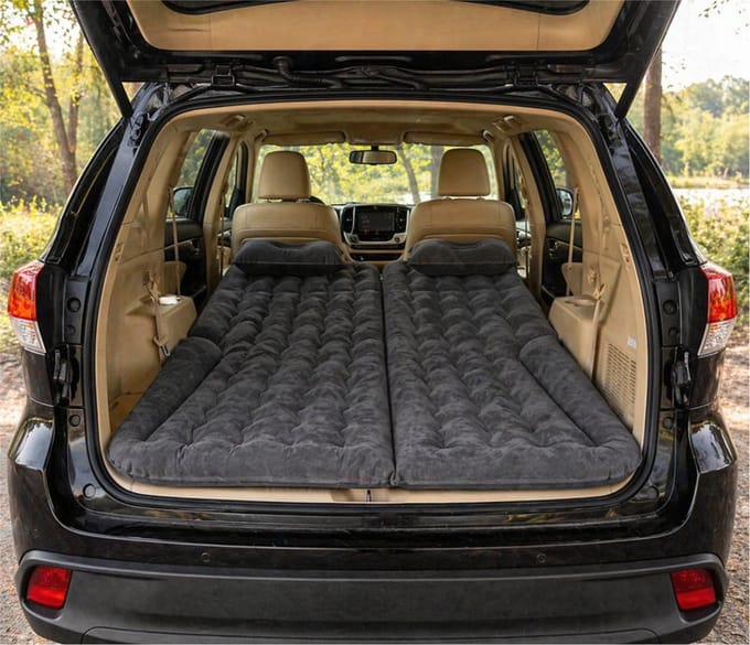 Luchtbed Auto Achterbank 2 in 1 - 1 en 2 Persoons Camper Slaapset met Pomp