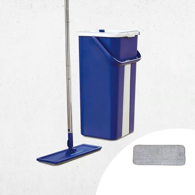 Livington Touchless Mop Dweilset - Uitwringfunctie Zonder Handen - Microvezel Pad - 2,7L Emmer