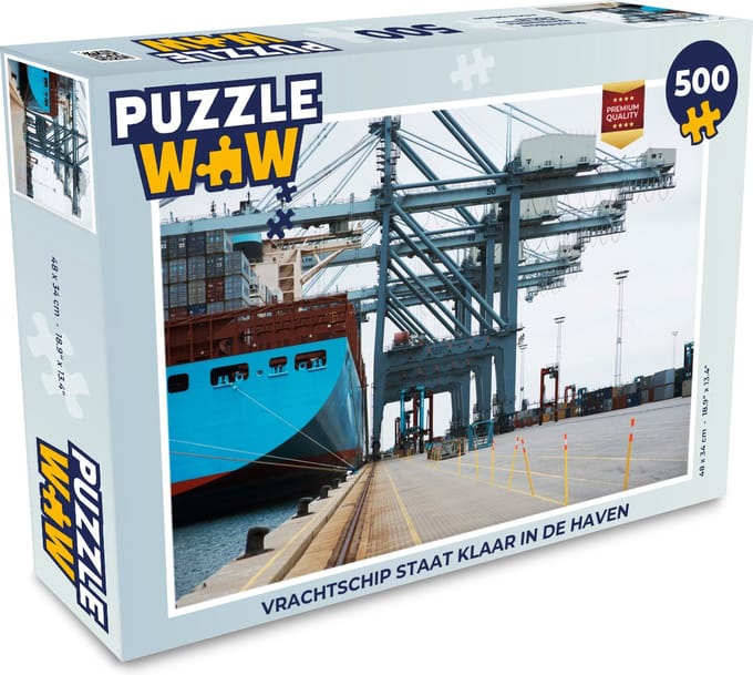 Puzzel Vrachtschip staat klaar in de haven - Legpuzzel - Puzzel 500 stukjes