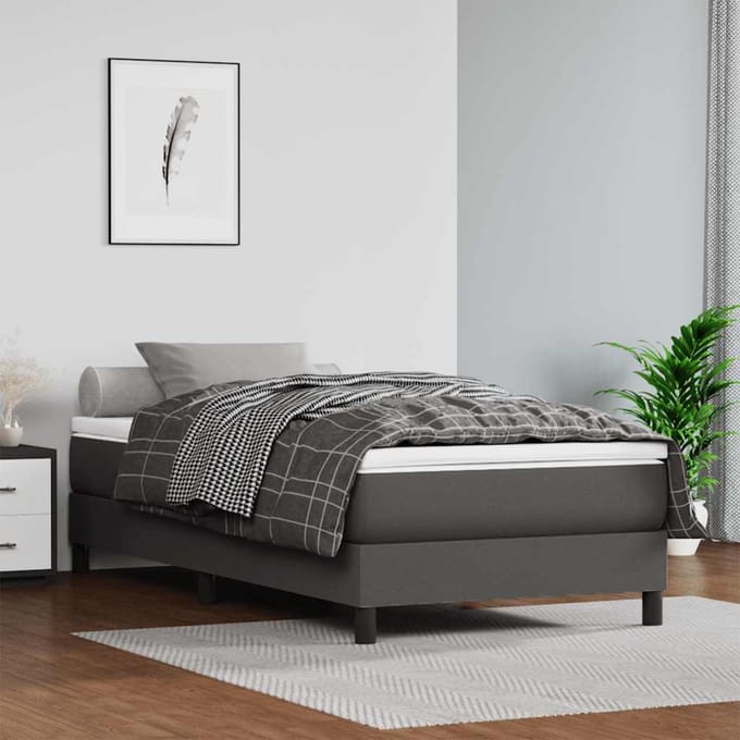 vidaXL - Pocketveringmatras - medium - 120x190x20 - cm - kunstleer - grijs