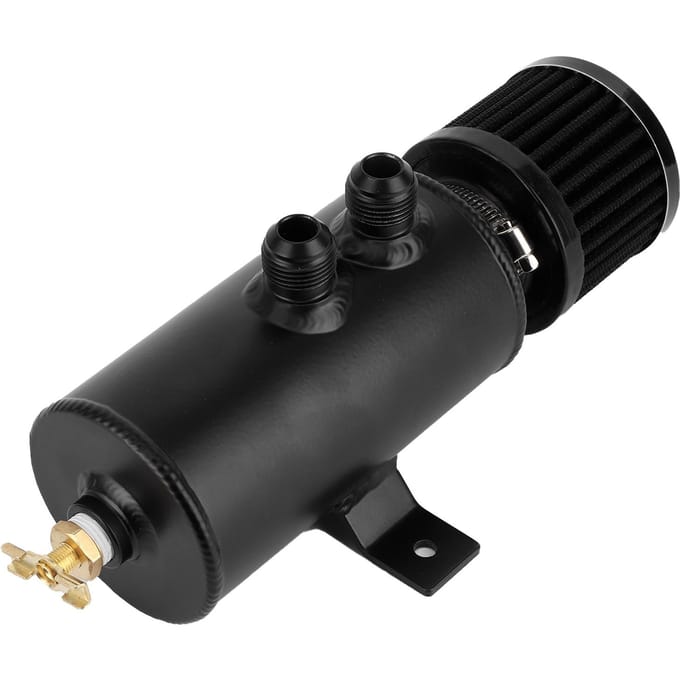 Kit de bidon de récupération d'huile moteur 750 ml Universel AN10 Aluminium avec déflecteurs et raccord de tuyau avec filtre black