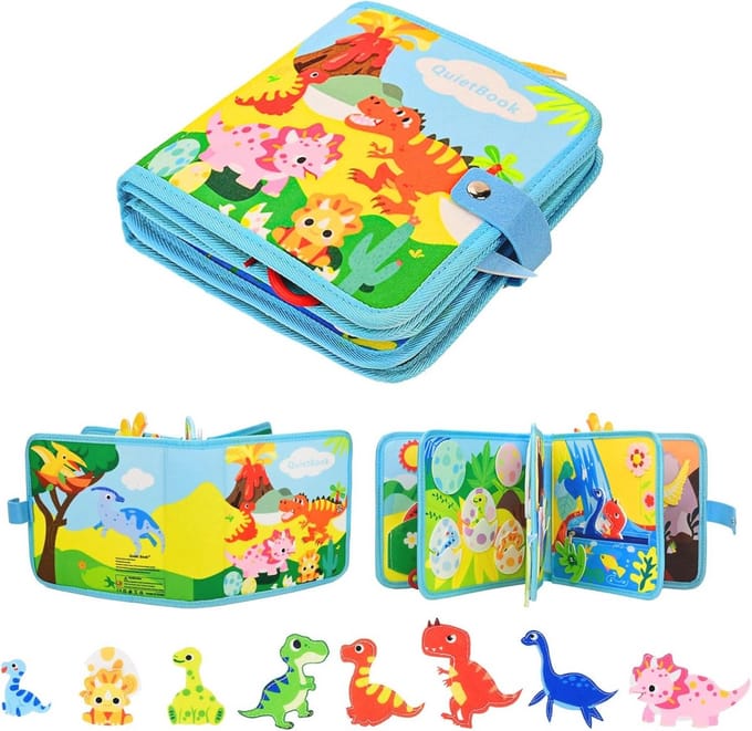 Educatief Dinosaurus Quiet Book voor Peuters - Sensorisch Activiteitenboek, Motorische Ontwikkeling, Kindercadeau