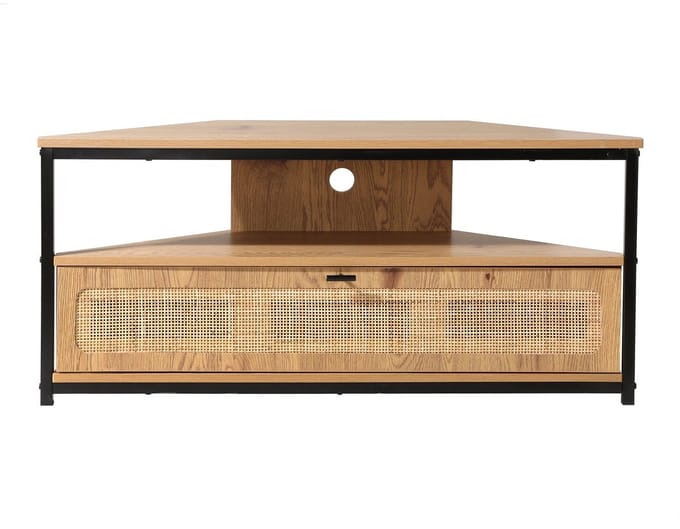 CALICOSY - Hoek-TV-meubel 1 deur met rotan webbing L100 cm - JAYA