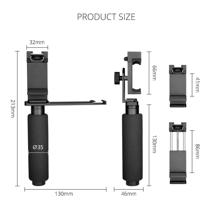 Smartphone Vlogging Handgreep Mobiele Telefoon Video Opname Houder Handvat Stabilisator zwart