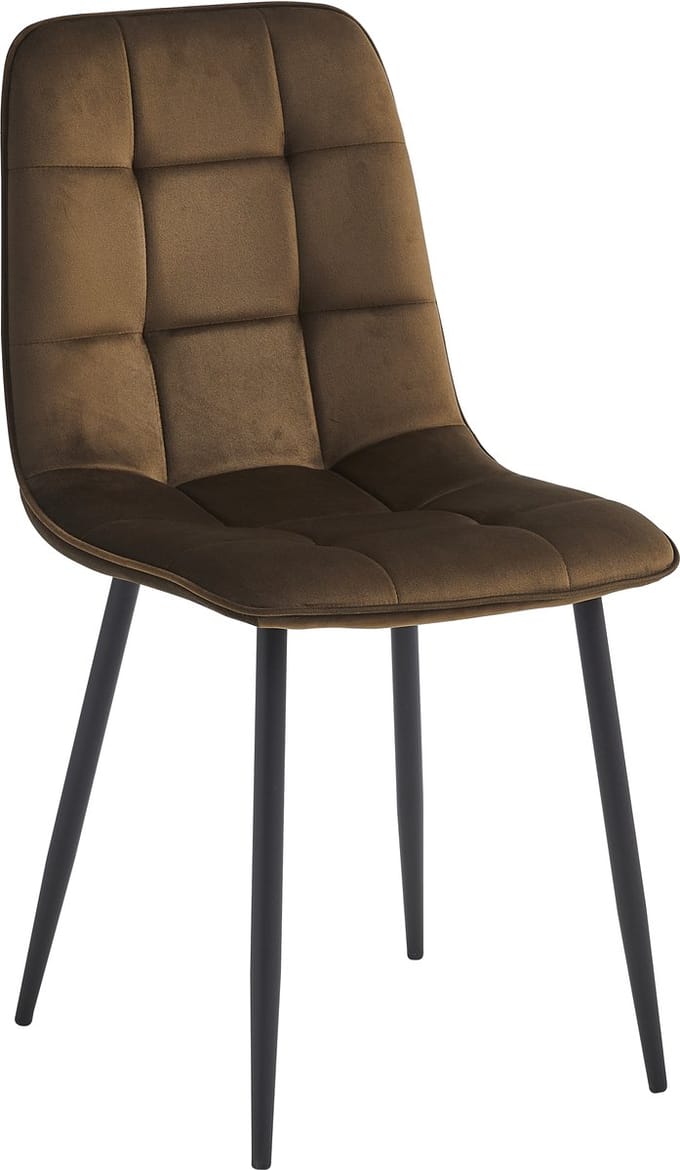 Colenis Bloqs Eetkamerstoel – Bruin – Velvet – Set van 2