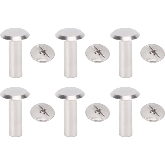 100 Ensemble Rivets Clous Métalliques Acier Inoxydable Multifonctionnel M3 Vis à Tête Ronde Plate Rivets Cuir white