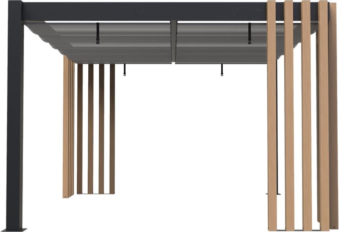 Sojag Lito - Vrijstaande Pergola 3x3,5 meter - zonnescherm - Houtlook