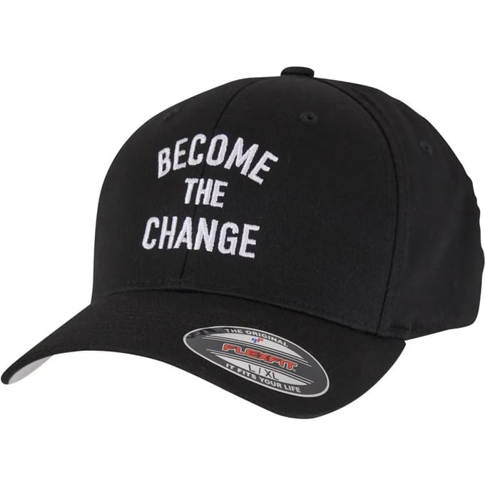 Mister Tee - Become The Change Wording Wooly Combed Cap Flexfit pet - S/M - Zwart